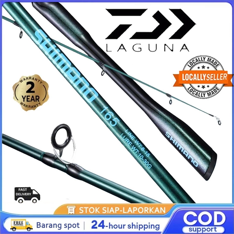 DAIWA Joran Pancing Spinning M Power 2 Bagian Karbon Baru 1.65m 1.8m 2.1m 300g Merah Biru Silver