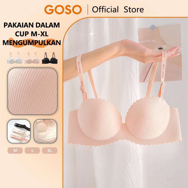 GOSO Bra Pengencang Push Up Wanita Tanpa Kawat 3D Nyaman BH Busa Tebal Ukuran 34-38 Cup B/C Import