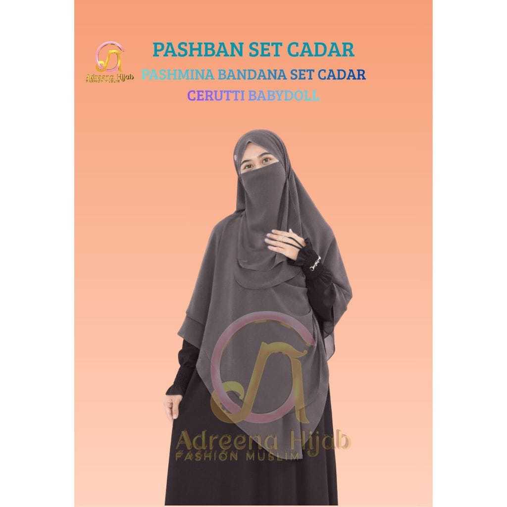 Khaira Muslim - PASHBAN (Pashmina Bandana) Set Cadar Cerutty Babydoll Premium 2 Layer Premium syari