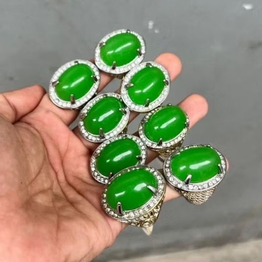 Batu akik hijau daun - model catam harga termurah akik cincin pria elegan