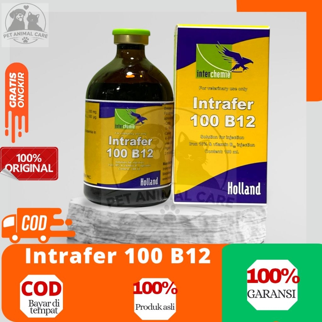 Intrafer 100 B12 100 ml - Vitamin B12 Injeksi Konsentrasi Tinggi Untuk Hewan