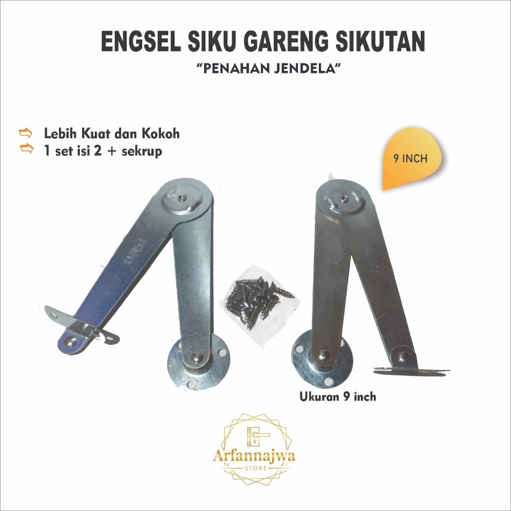 Engsel Salon Siku Gareng Sikutan Penahan Jendela Lipat 9 Inchi 24,5cm Window Stay Sakura
