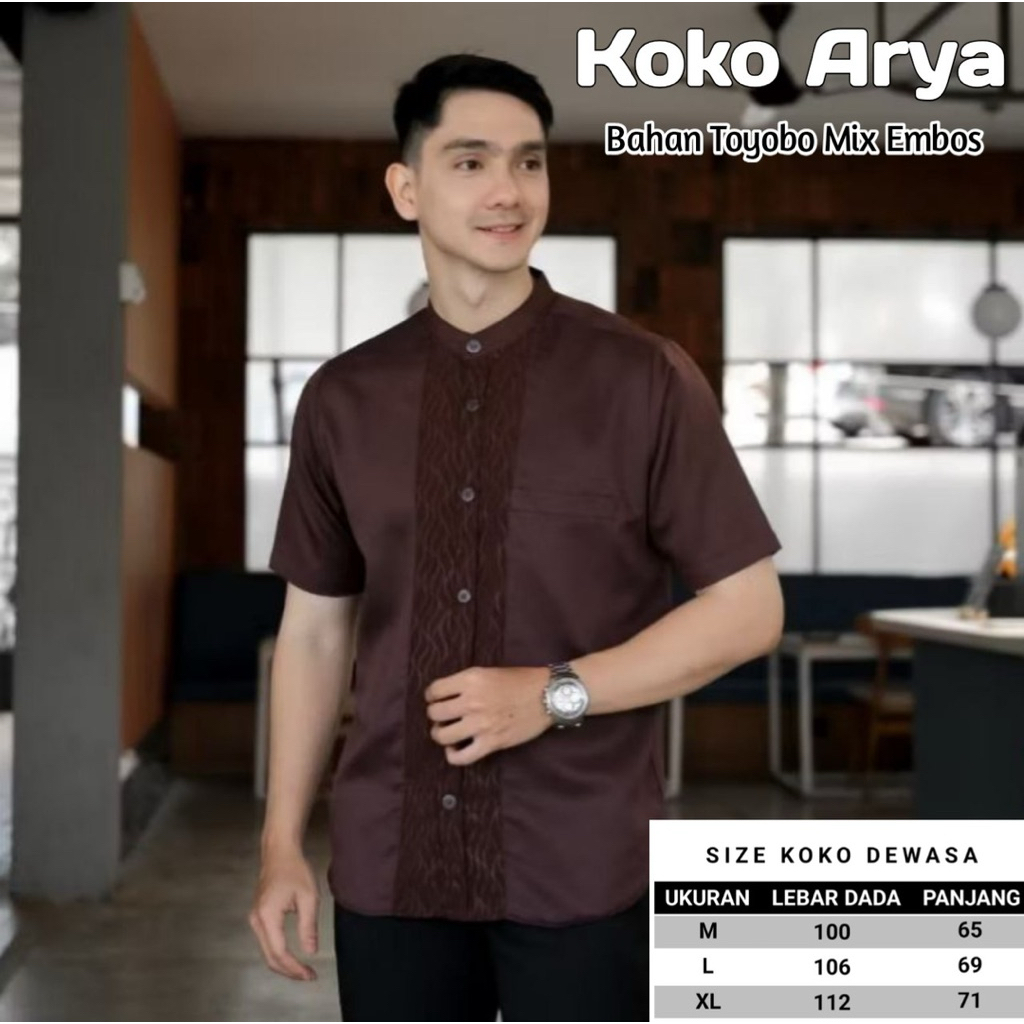 Baju Koko Pria Dewasa Lengan Pendek Motif embos katun Toyobo Premium Mahogany Burgundy