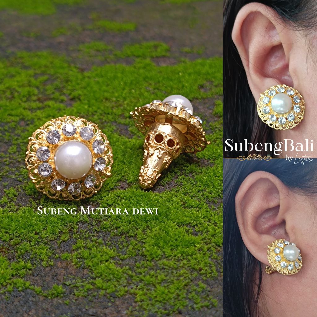 subeng bali | giwang bali | Anting bali model mutiara dewi alpaka lapis emas