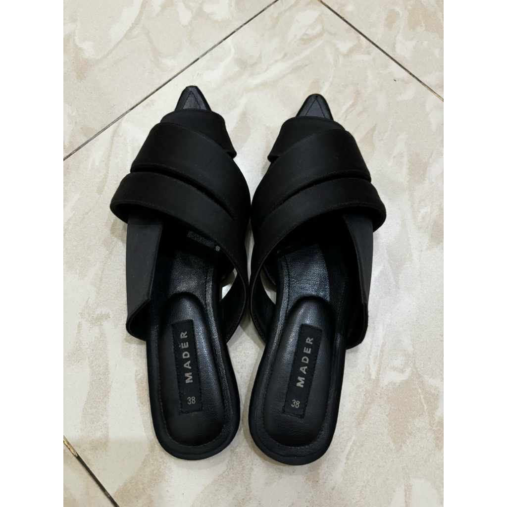 Mader Open Toe Mules Satin Black