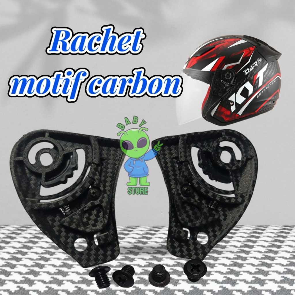 Rachet dudukan kaca helm Kyt Dj Maru, Kyt Galaxi,  Kyt Dj Maxi Rachet kaca Motif karbon