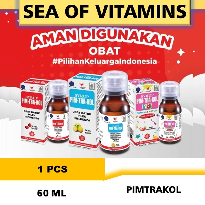 PIM-TRA-KOL SERIES ANAK DAN DEWASA CHERRY DAN LEMON 60 ML / PIMTRAKOL OBAT BATUK PILEK DEMAM PIM TRA