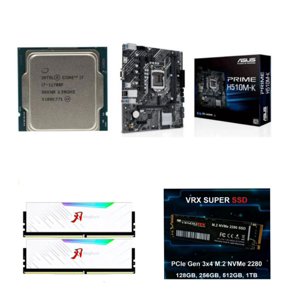 Paket Processor Intel Core i7 11700 / i7 11700F Tray Gen 11 LGA 1200 RAM DDR4 32GB NVME