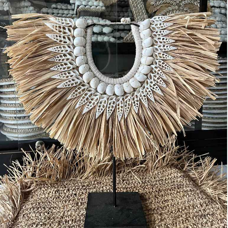 Hiasan Dinding / Meja Etnik Papua - Kerang & Raffia (Handmade)