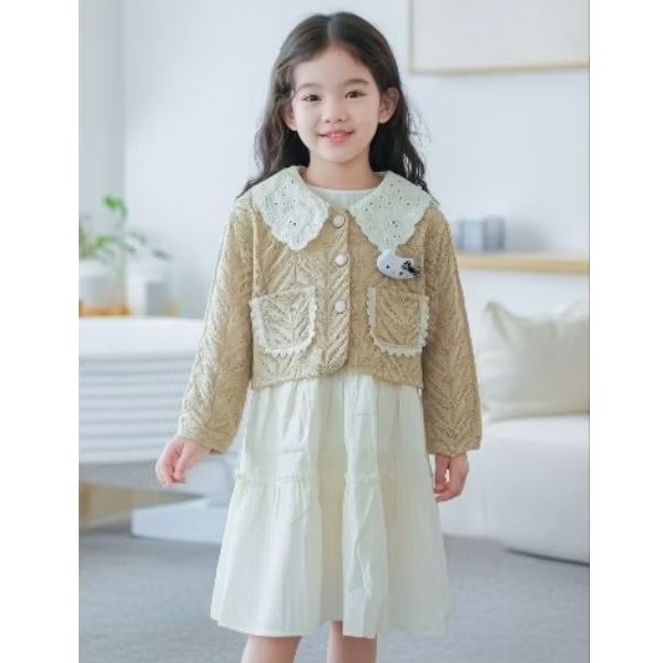 dress jaket rajut import anak perempuan
