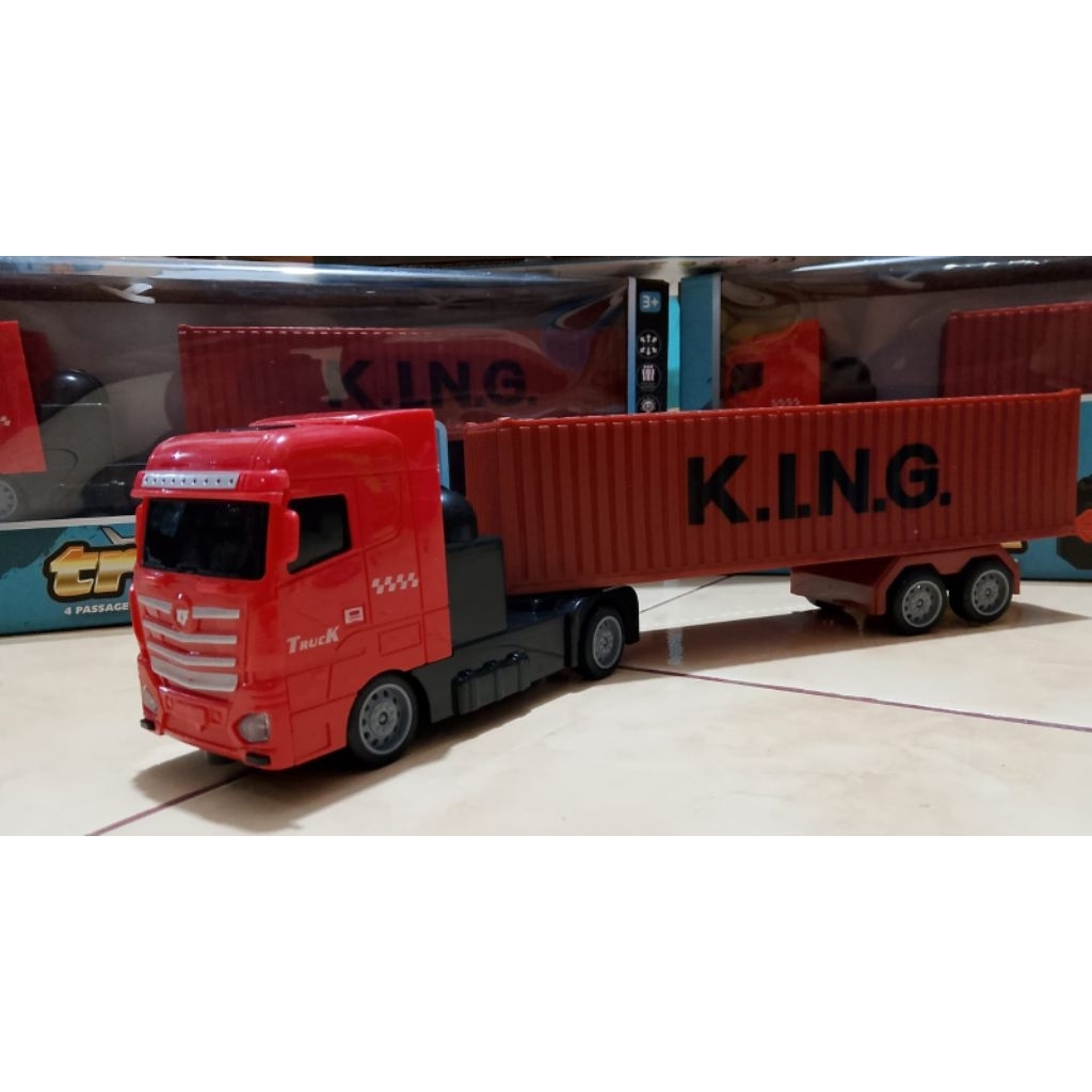 889 Mainan Truk Kontainer RC Remote Control K.I.N.G Truck Panjang Merah Anak