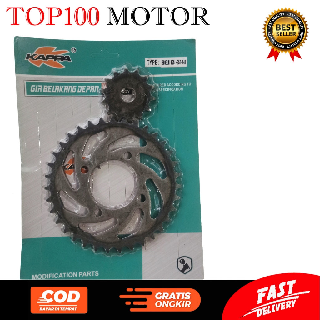 KAPPA GEAR DEPAN BELAKANG SHOGUN 125. GEAR PRESS SUZUKI SHOGUN 110