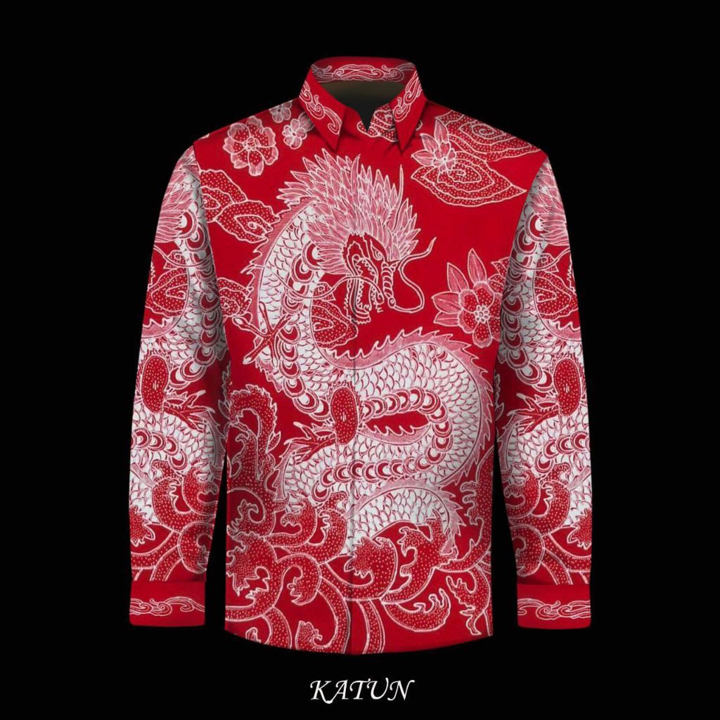 kain batik tulis pria bahan katun warna merah putih