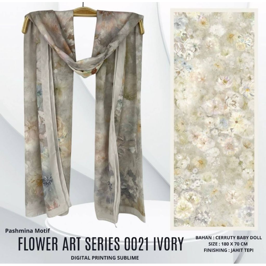 pasmina motif bunga bunga bahan  ceruty babydoll shawl