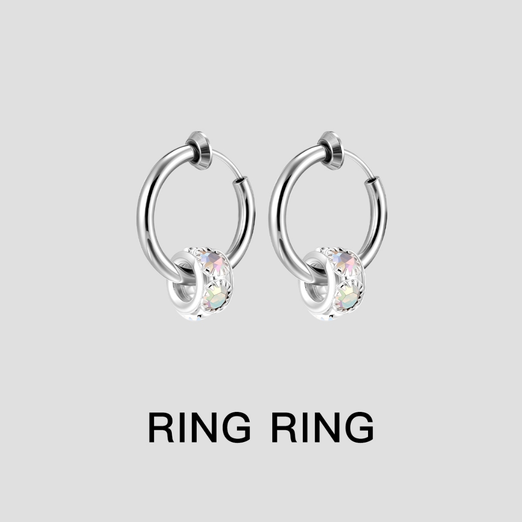 ANTING KLIP TEKAN TITANIUM UNTUK PRIA - PERHIASAN TELINGA HOOP ZIRCONIA PELANGI, TANPA TINDIK