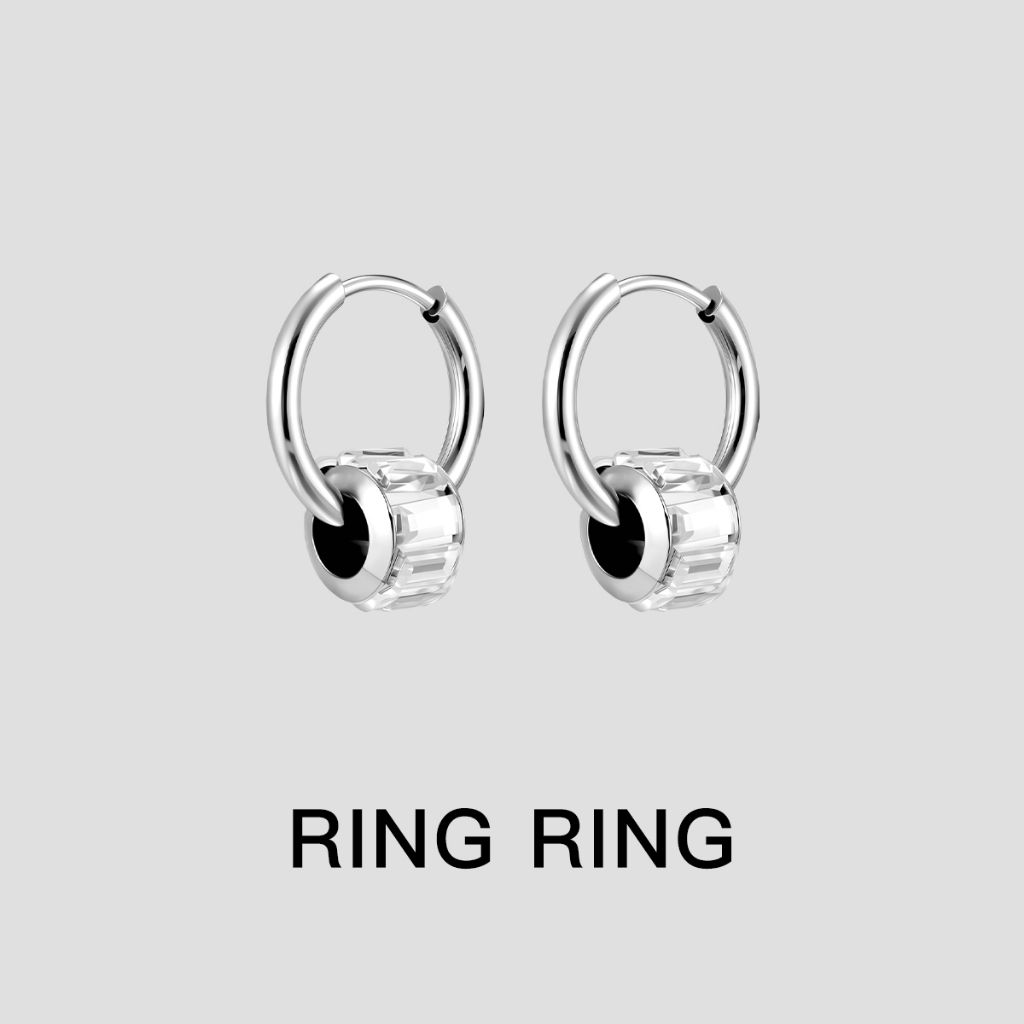 ANTING KLIP TEKAN TITANIUM UNTUK PRIA - PERHIASAN TELINGA HOOP ZIRCONIA PUTIH, TANPA TINDIK