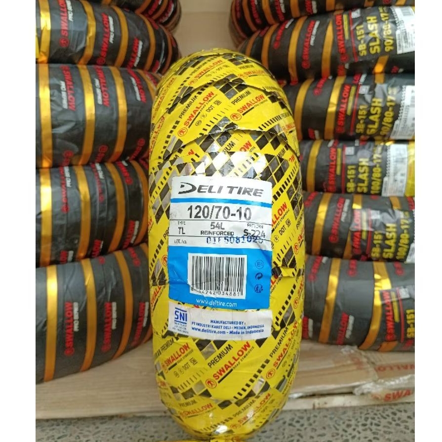 Ban Luar SWALLOW 120/70-10 tipe S-224 Tubeless Untuk Ban Motor Vespa dan Motor Listrik