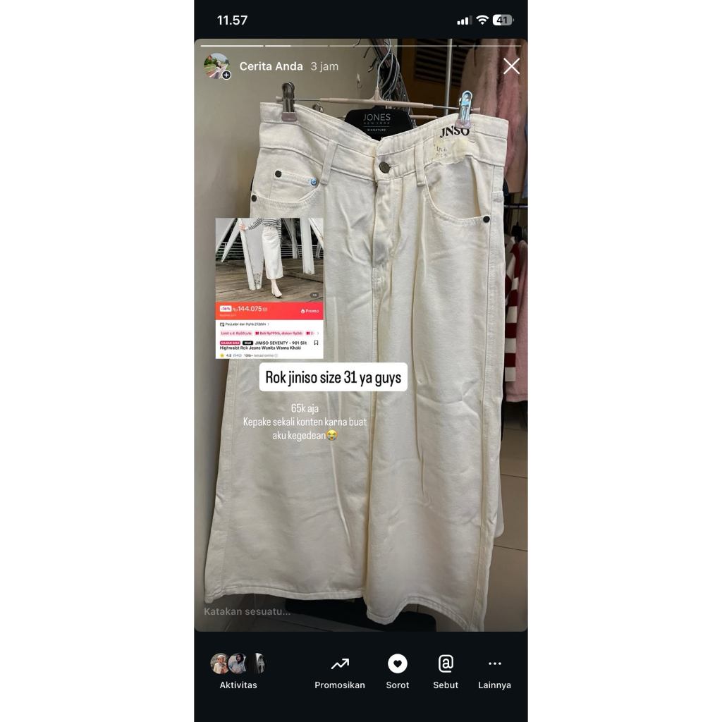 rok jeans jiniso size 31