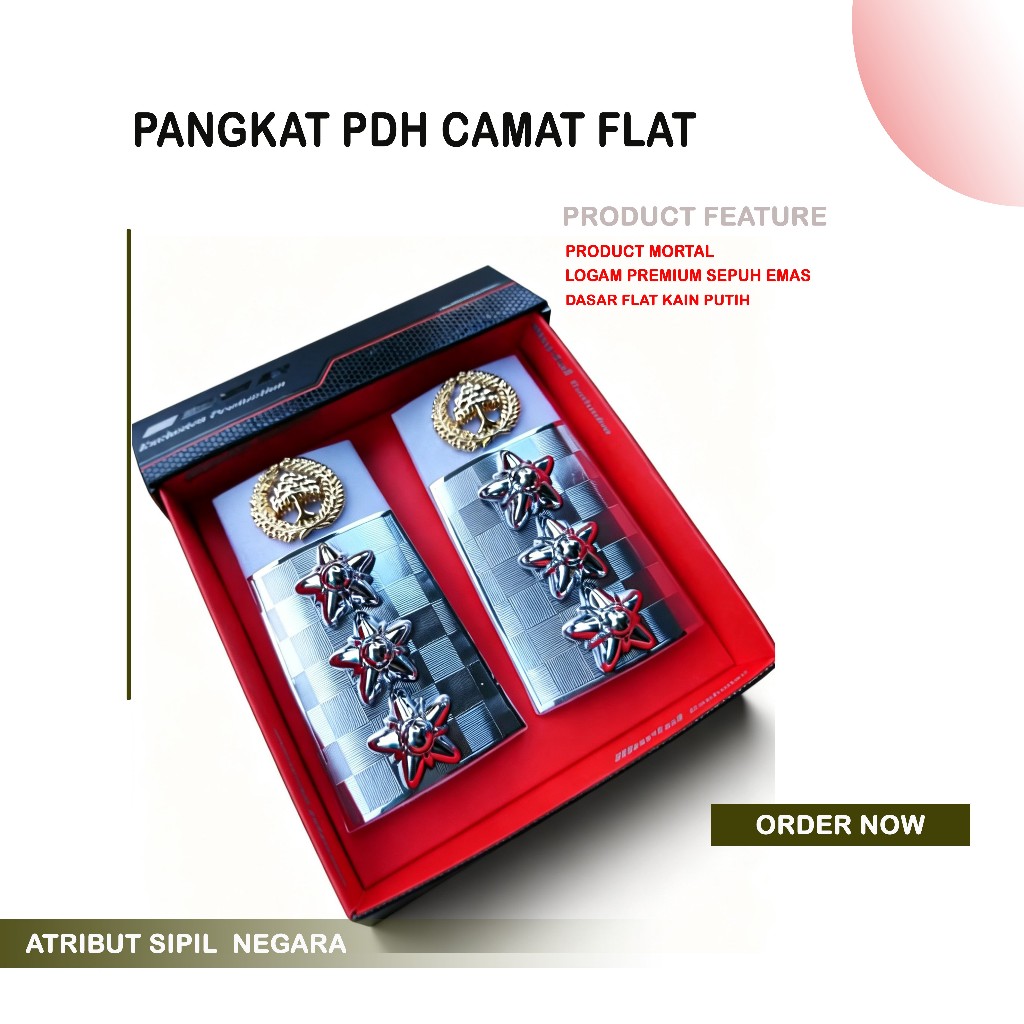 PANGKAT PDH CAMAT PLAT (DASAR KAIN PUTIH)