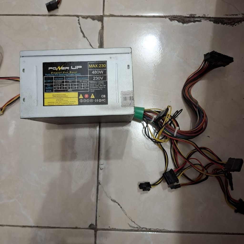 Power Supply PC PSU 480 W 24 pin Powerup bekas rusak