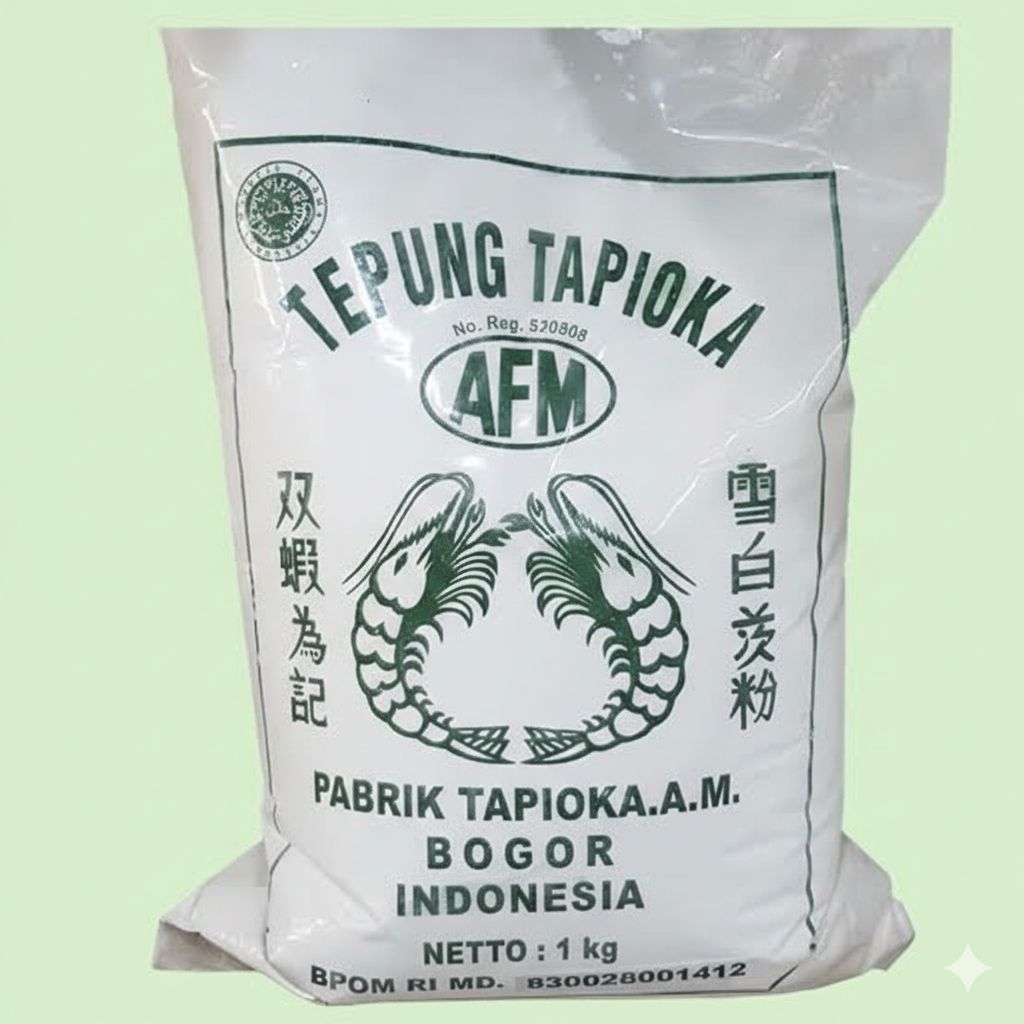 TEPUNG TAPIOKA AFM 1KG / TEPUNG TAPIOKA MERK SAGU UDANG 1KG / TEPUNG TAPIOKA PEMPEK / SAGU PEMPEK TE