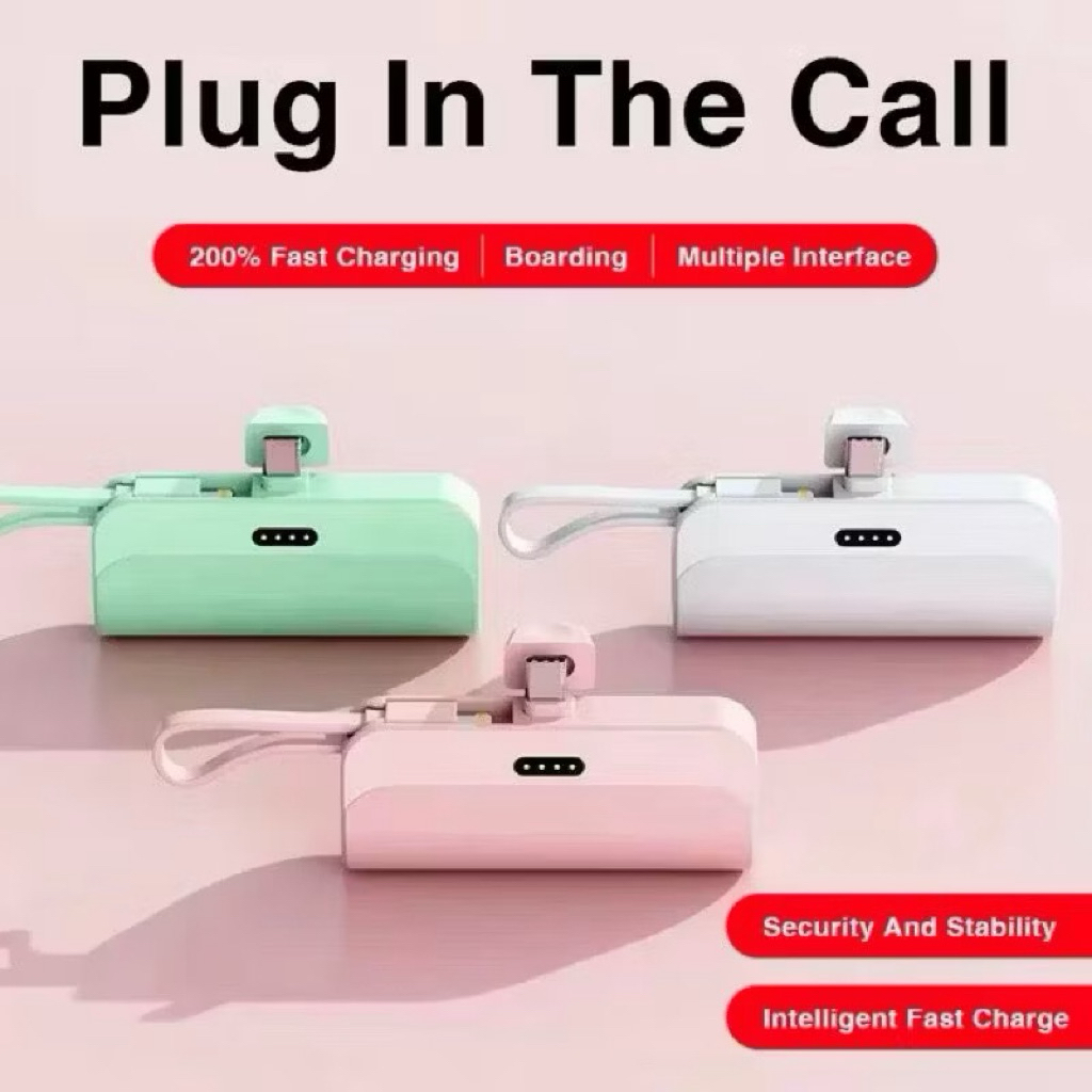 MINI POWER BANK 5000 mAh TRAVEL POWERBANK TYPE C DAN IOS