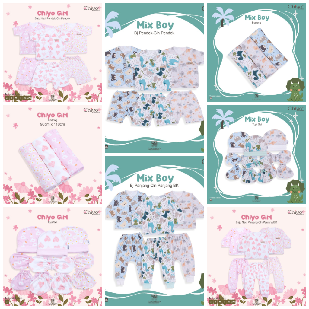 Paket Baju Bayi Newborn Chiyo Bamboo Fiber Set Lengkap 0–3 Bulan
