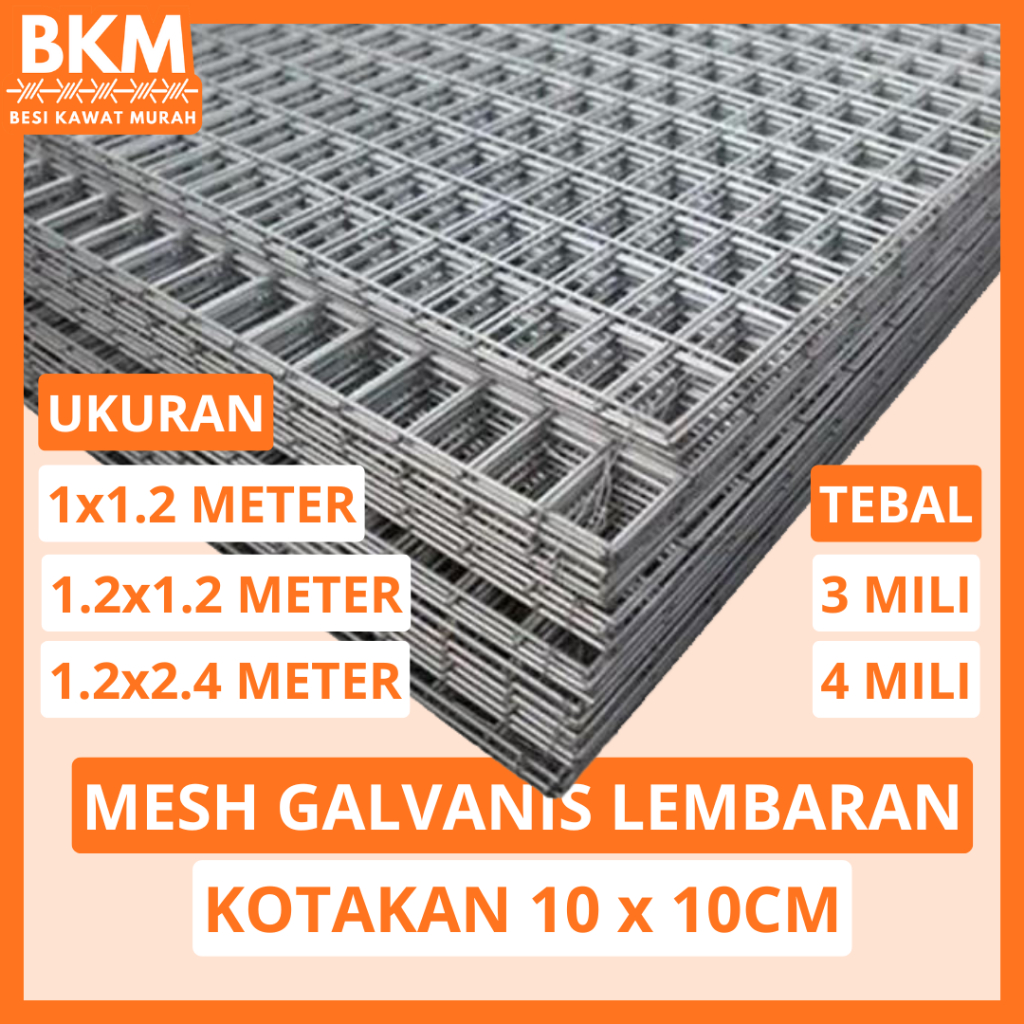 Wiremesh Lembaran Lubangan 10 x 10 cm Tebal 3 mm - 4 mm | Wire Mesh Murah Ram Mesh Galvanis
