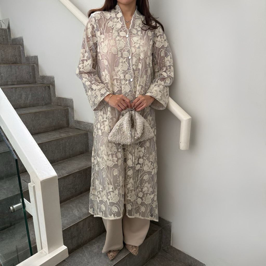 Nabo - ( READY STOCK ) Londiar Lillium / Outer Brokat Mewah / Long Outer Lace Kondangan Premium / Dr