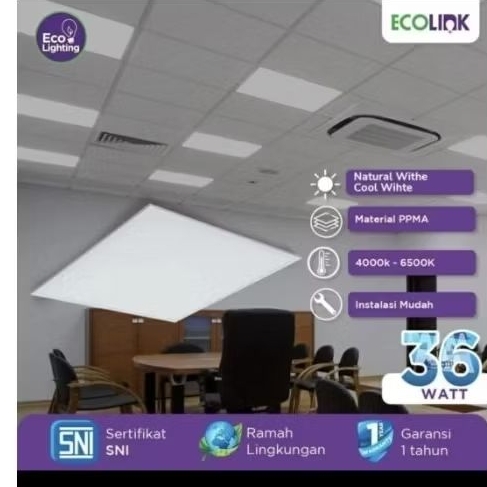 Ecolink lampu plafon kantor office rmi kotak inbow 60x60 36W downlight panel