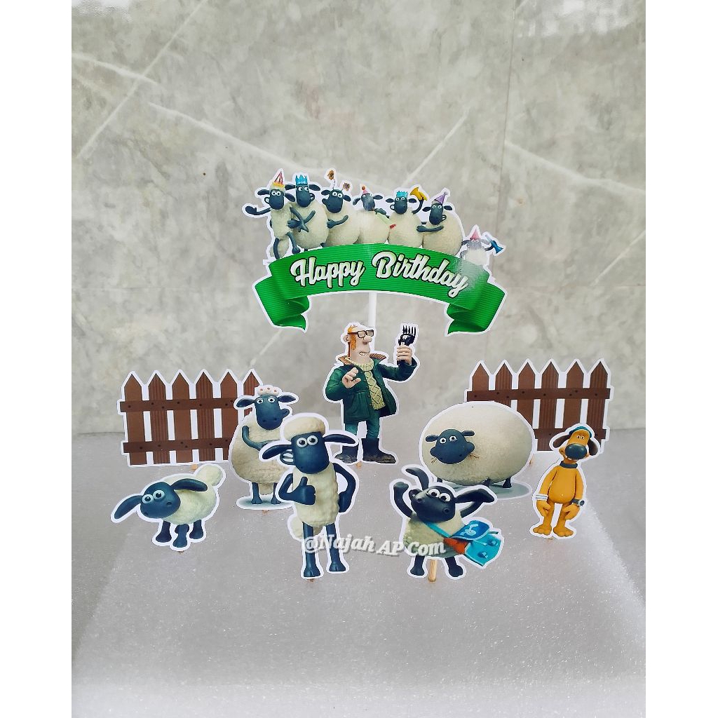 Topper Shaun The Sheep / Topper cake karakter Shaun The Sheep / Topper Happy Birthday / Topper kue U