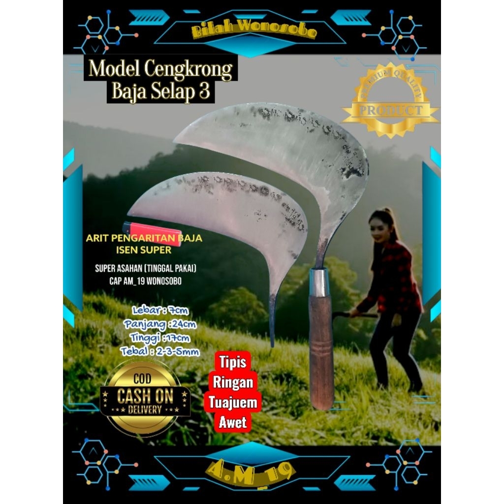 Sabit arit rumput Cengkrong Selap 3 Baja Super Wonosobo AM19