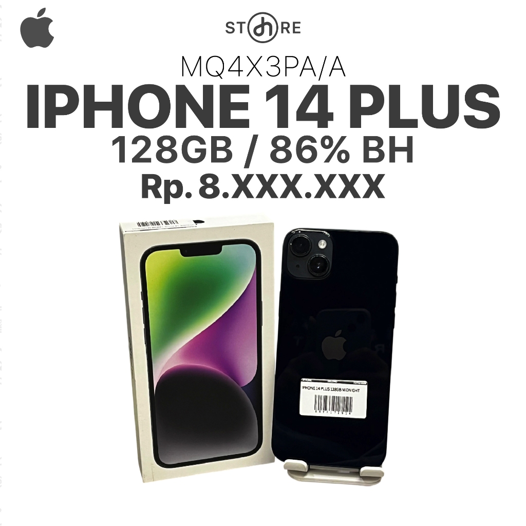 Second , iPhone 14 Plus , 128GB , Midnight , MQ4X3PA/A