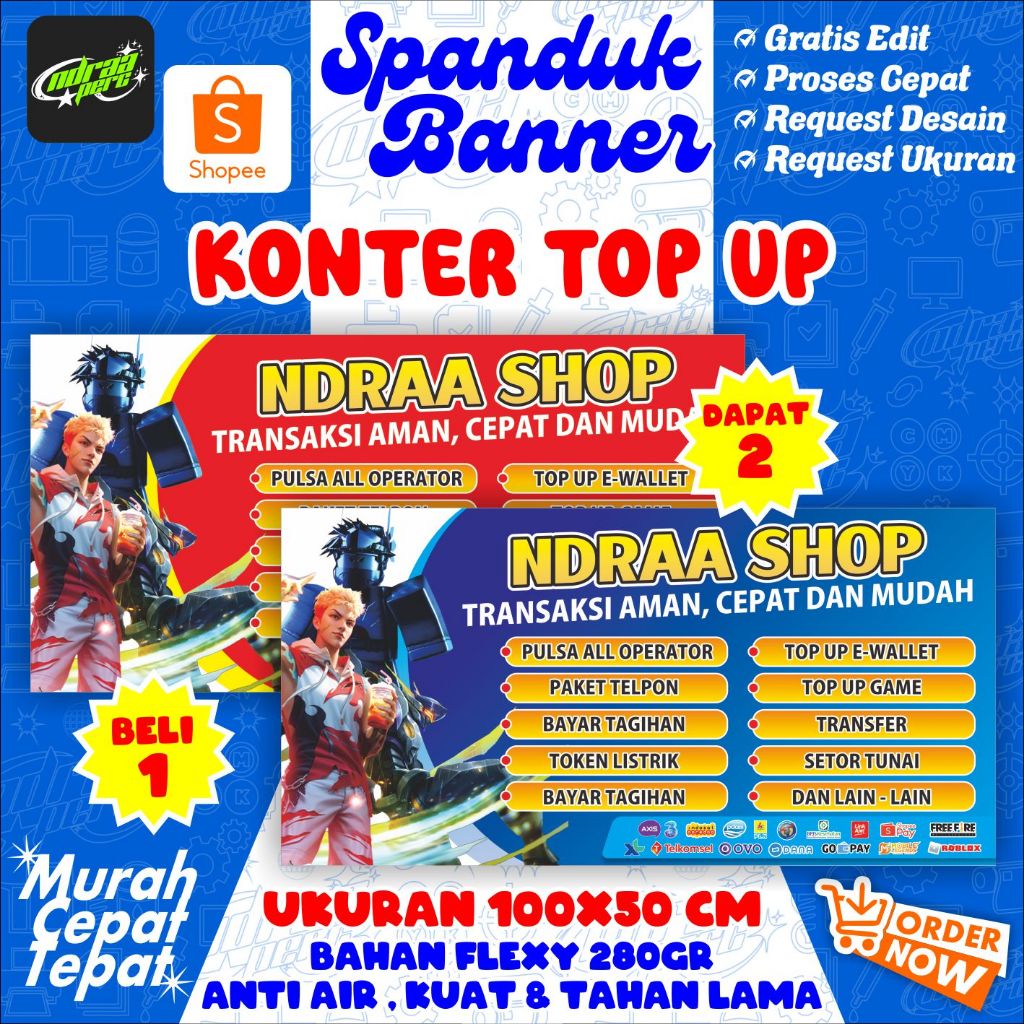 SPANDUK BANNER KONTER TOP UP 100X50