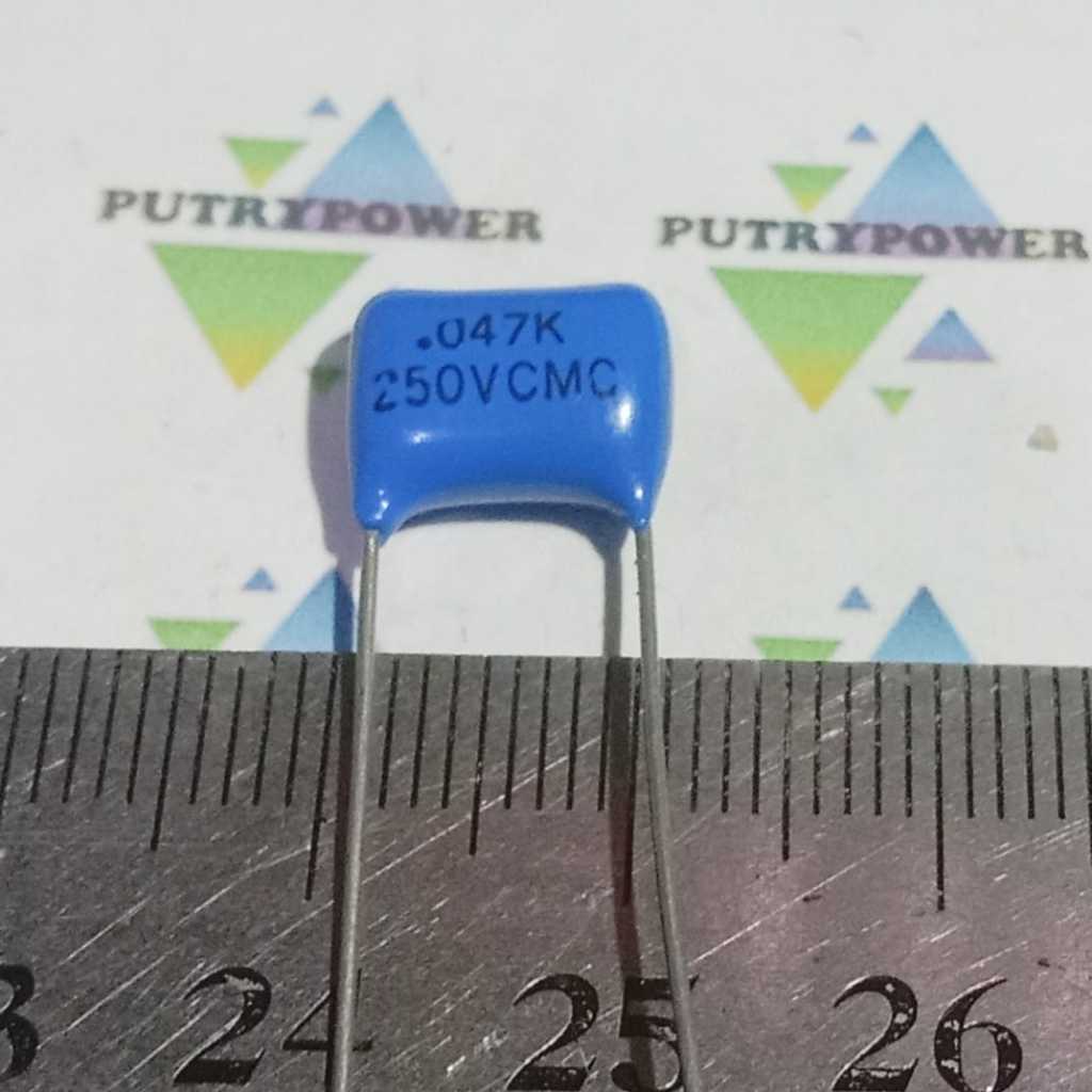 .047K 250V CMC 10mm 473 250V mylar  kapasitor 47nf 47n milar capacitor 47 nf  n BIRU 473K 250V