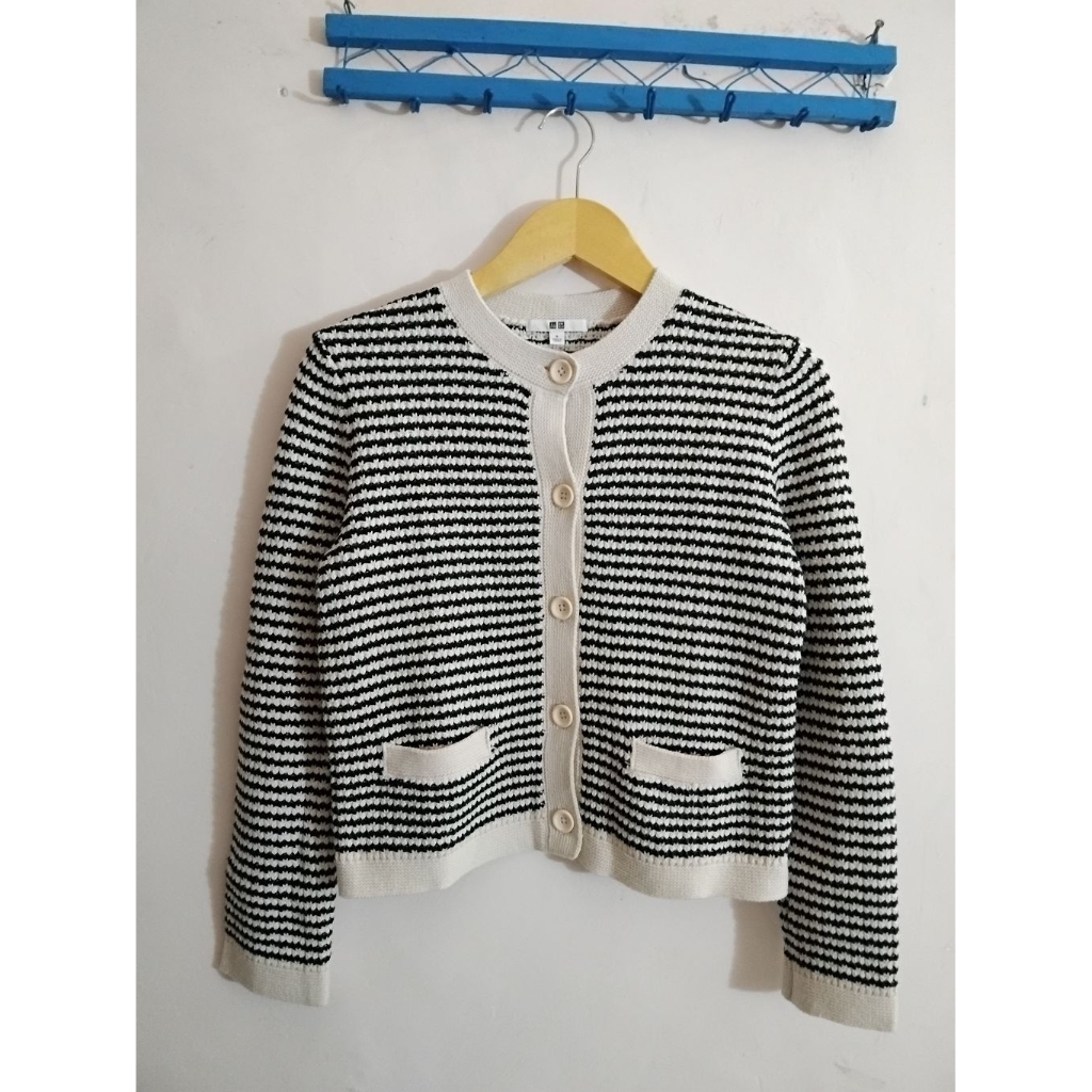 cardigan tweed uniqlo salur