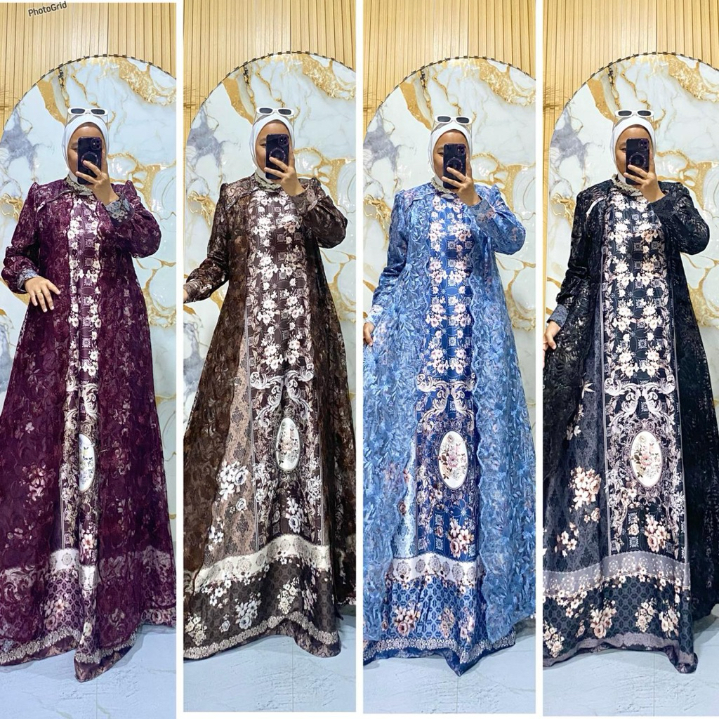 Gamis Premium sayang _standart dan jumbo_  Gamis Silk Mix Brokat Tile  Premium High Quality No Busui