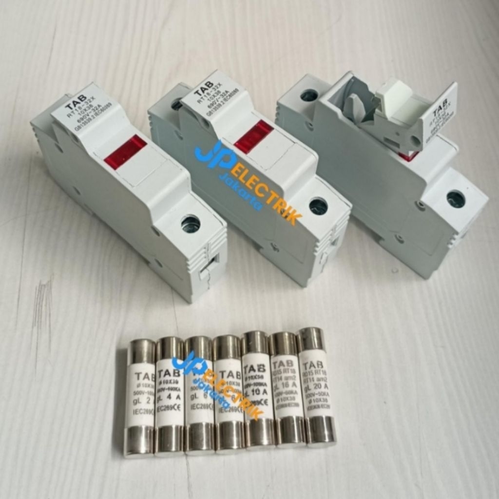 Fuse Holder Untuk Fuse 10x38 + Fuse Sekring HRC Cramik