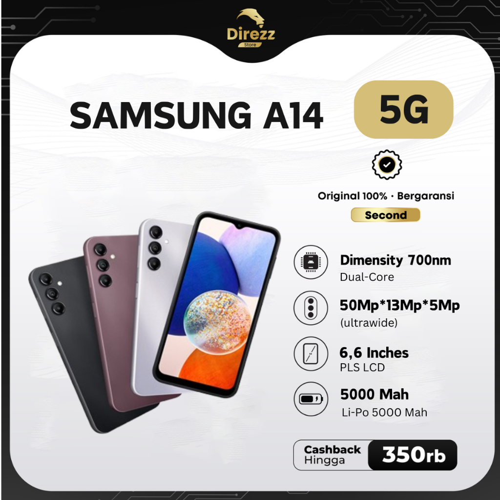 Samsung Galaxy A14 5G 6/128 GB Garansi Resmi Second