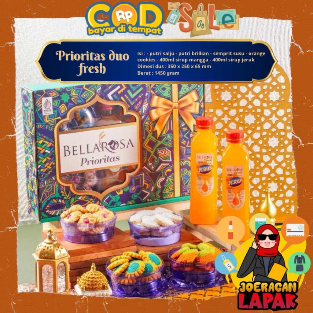 [JOERAGAN LAPAK] HAMPERS LEBARAN BELLAROSA PRIORITAS DUO FRESH KUE KERING SIRUP JUS ORANGE COKLAT SU