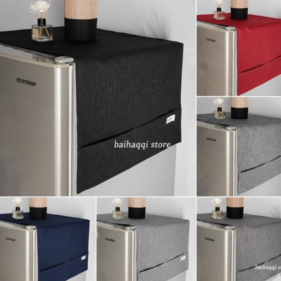 TUTUP KULKAS DENIM POLOS /TUTUP KULKAS KAIN AESTHETIC / COVER KULKAS MINIMALIS / TAPLAK KULKAS