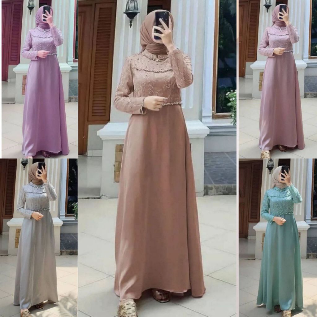 SET MAXMARA DRESS BROKAT ORI / BAJU SERAGAM  PASANGAN SARIMBIT KELUARGA / GAMIS  WANITA MURAH / GAUN