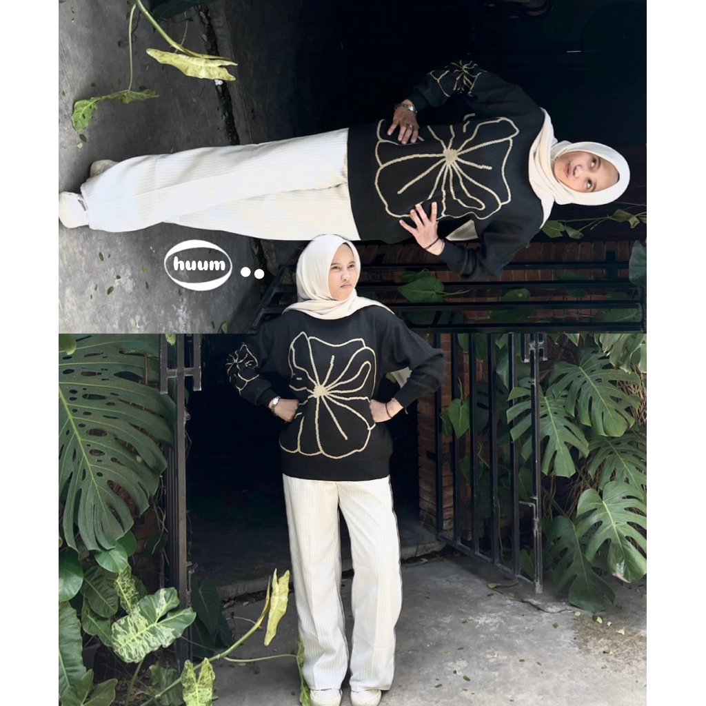 GRAVIAA - Coyaa Type | Sweater rajut bunga oversize Premium