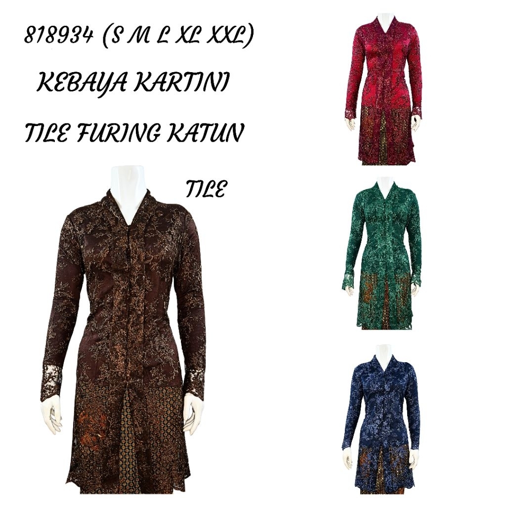 Indah Collection ABAYA KEBAYA TILE KARTINI MODERN LENGAN PANJANG TILE FURING KATUN KEBAYA WISUDA KEB