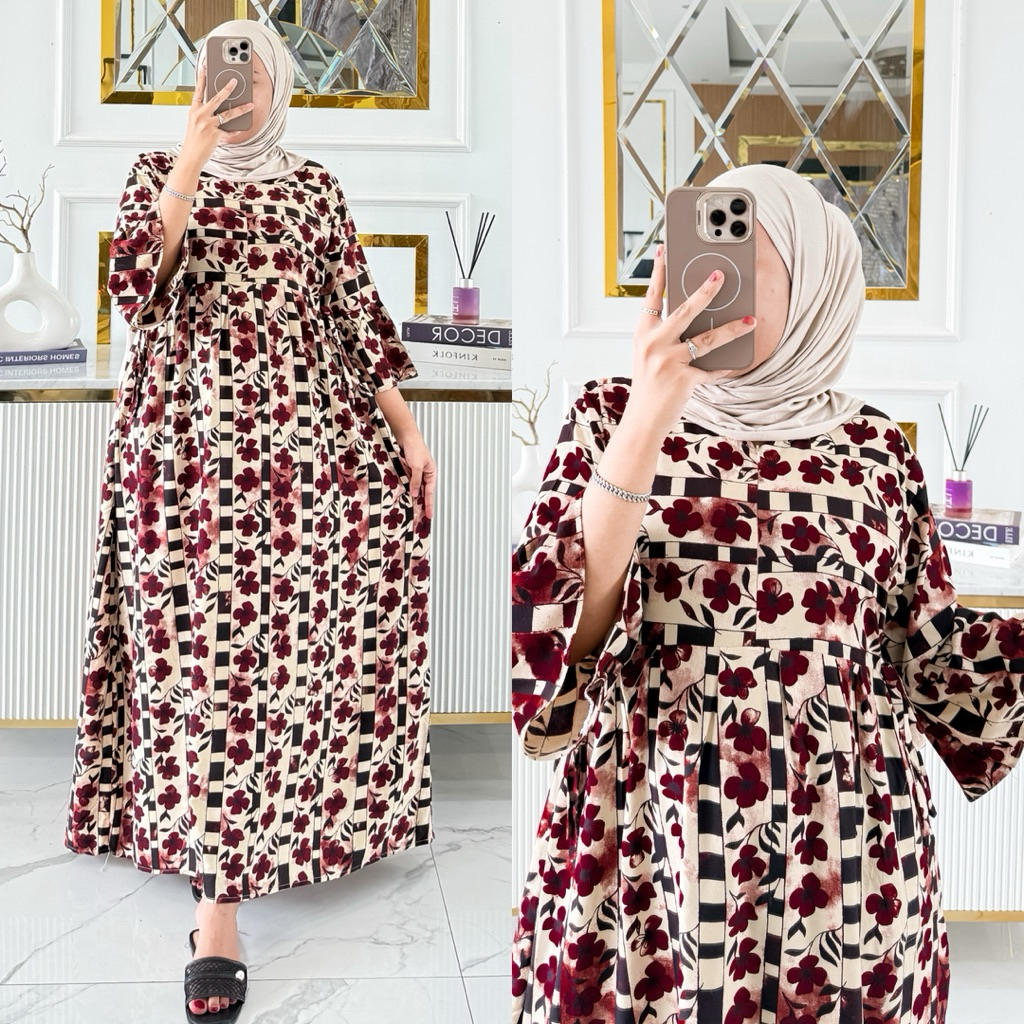 GAMIS DRESS INARA LD 115 CM BUSUI WANITA BAHAN RAYON PREMIUM ADEM NYAMAN RATU LAKU DASTER