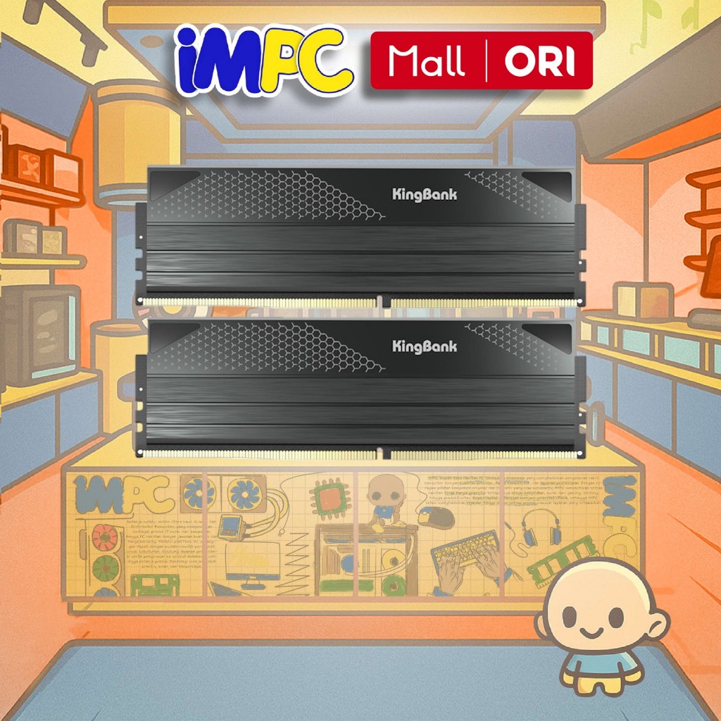 KINGBANK DARK DDR5 6000MHz 32GB (2x16GB) A-DIE CL28 - Black Heatsink