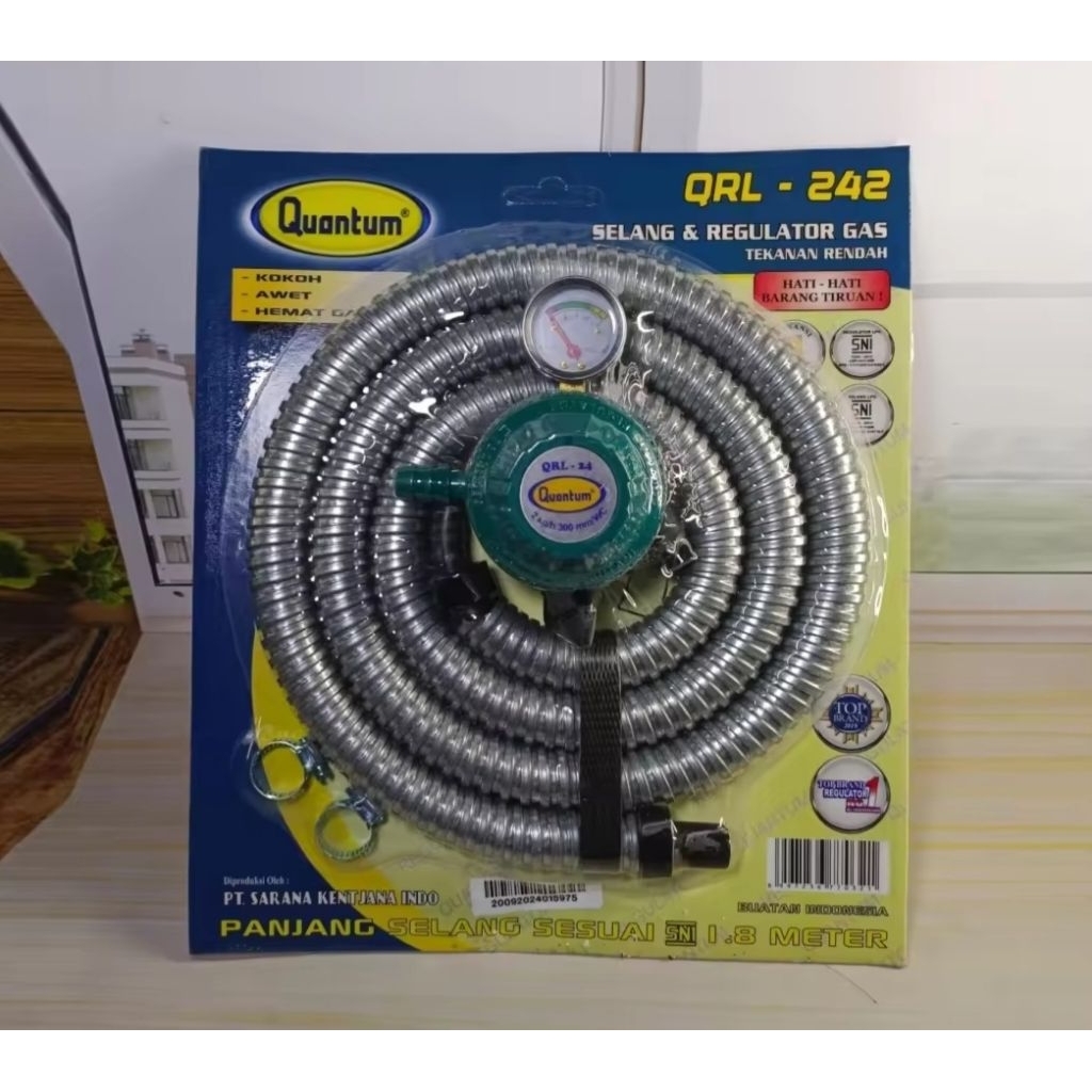 paket lengkap selang regulator gas elpiji QUANTUM QRL-242