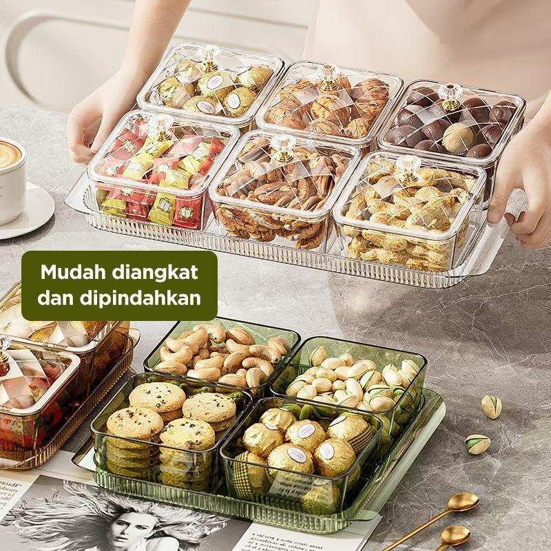Toples Lebaran Akrilik Desain Elegan / Toples Cantik 4 Sekat