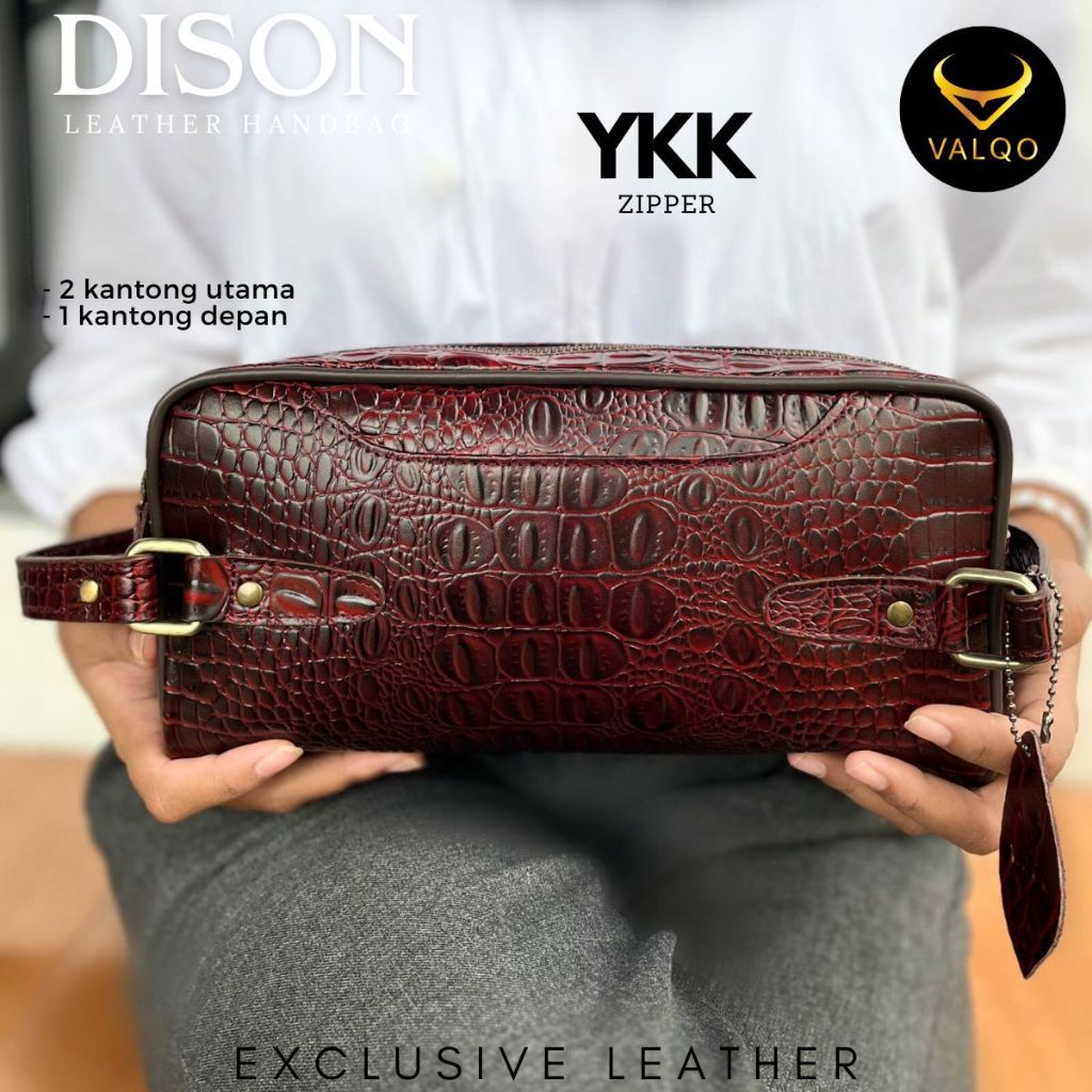 VALQO DISON Handbag Kulit Sapi Motif Buaya Pria Wanita Cowok Cewek Laki Perempuan