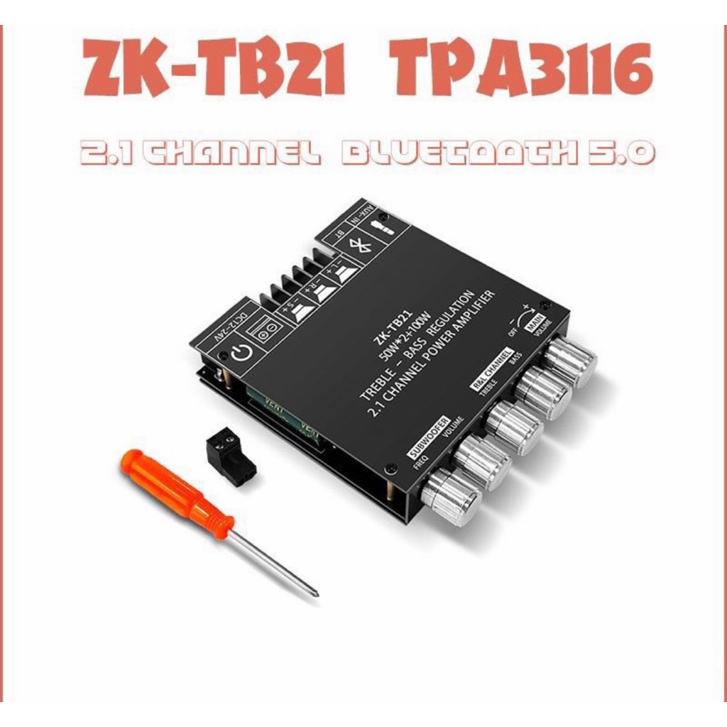 ic Ori import ZK-TB21 TPA3116D2 Bluetooth 5.0 Subwoofer Amplifier Board 50WX2+100W 2.1 Channel Power